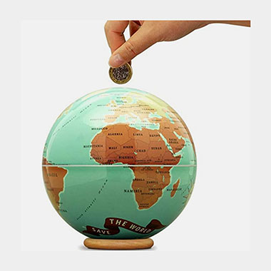 Tirelire globe terrestre