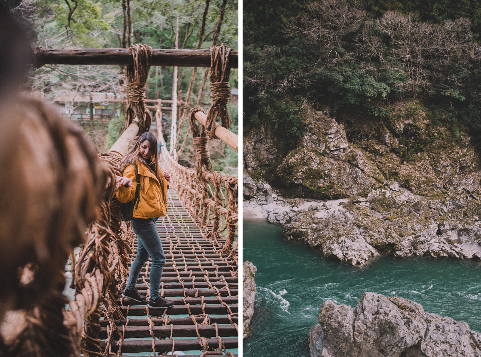 vallée d'iya, pont suspendu lianes, rivière Yoshido, Shikoku